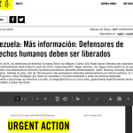 Amnistía Internacional lanza acción urgente mundial por la libertad de los defensores de los derechos humanos