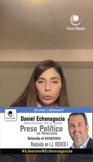 Esposa del Preso Político italiano venezolano, Daniel Echenagucia, denuncia que sigue detenido a pesar de tener boleta de excarcelación 
